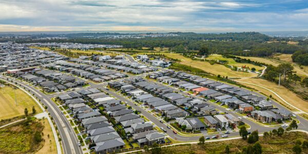 Aerial view of a completed residential subdivision development in Spokane